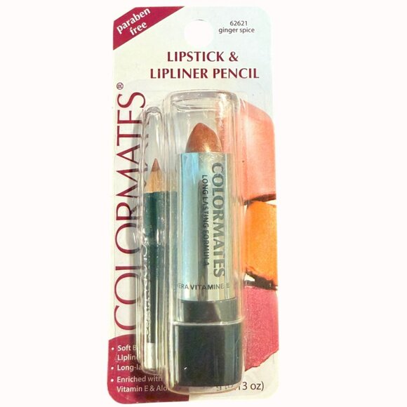 Colormates Lipstick Lipliner Pencil Set Ginger Spice Paraben Free Vitamin E Aloe - Picture 3 of 7